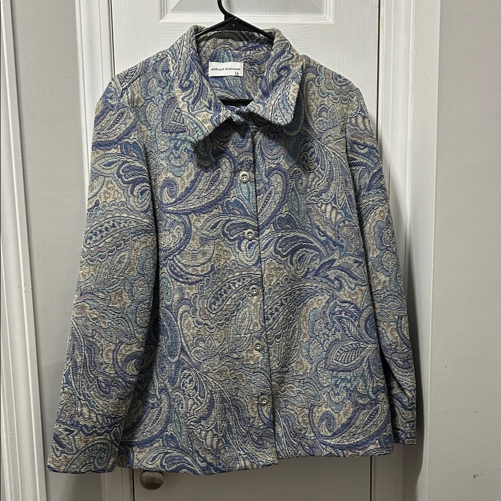Paisley Pattern Blue and Cream Women's Jacket